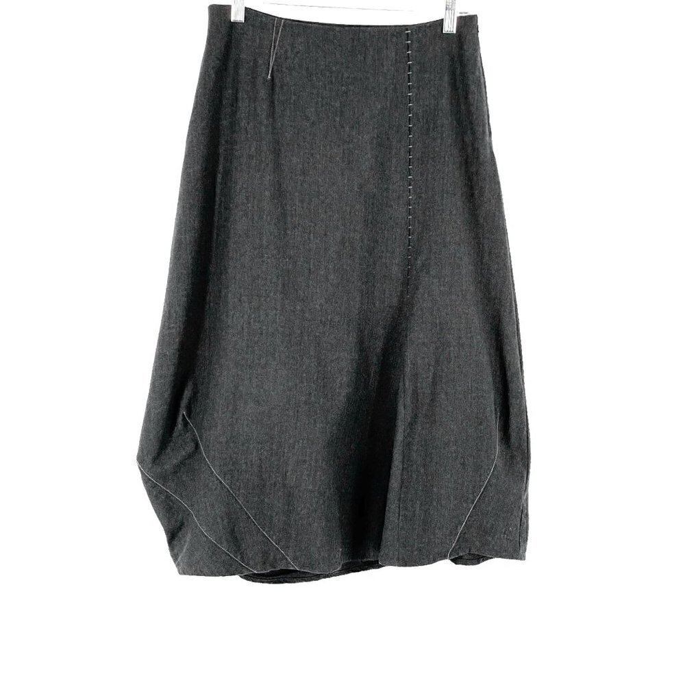 Crea Concept Paris Tulip Hem Layered Grey Wool Designer Midi Skirt 40/M/US 8 - Picture 6 of 10